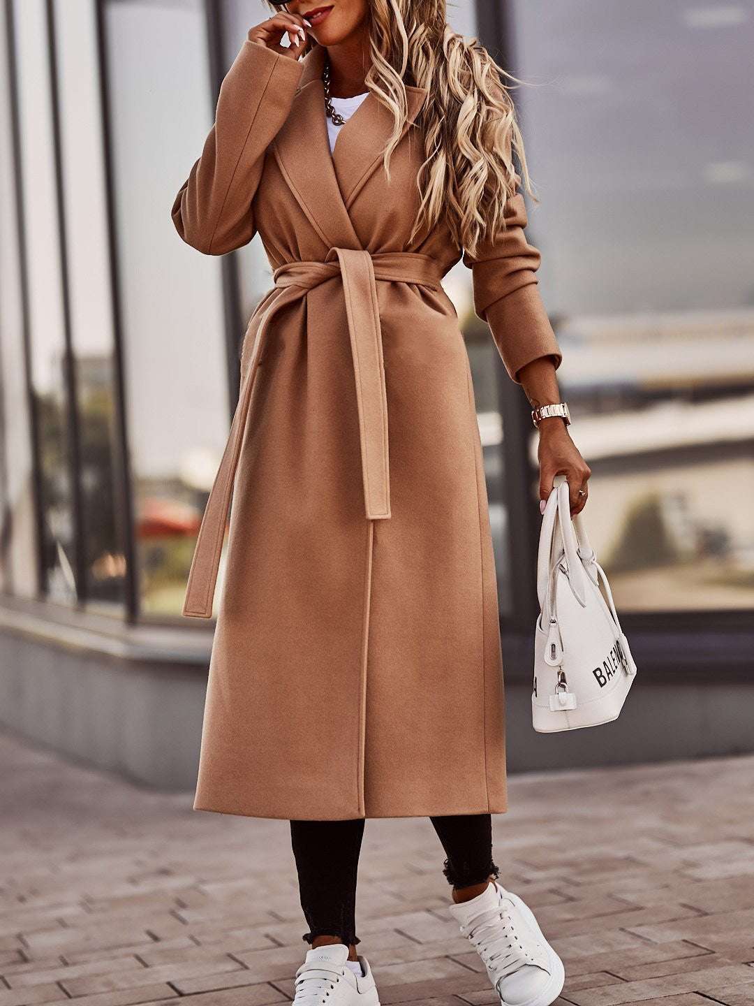 Autumn And Winter Simplicity Long Sleeve V-neck Lace Up Woolen Coat Top Women CJQB218474401AZ 26 € 0 Women Trench Skerdistreetboy Skerdistreetboy