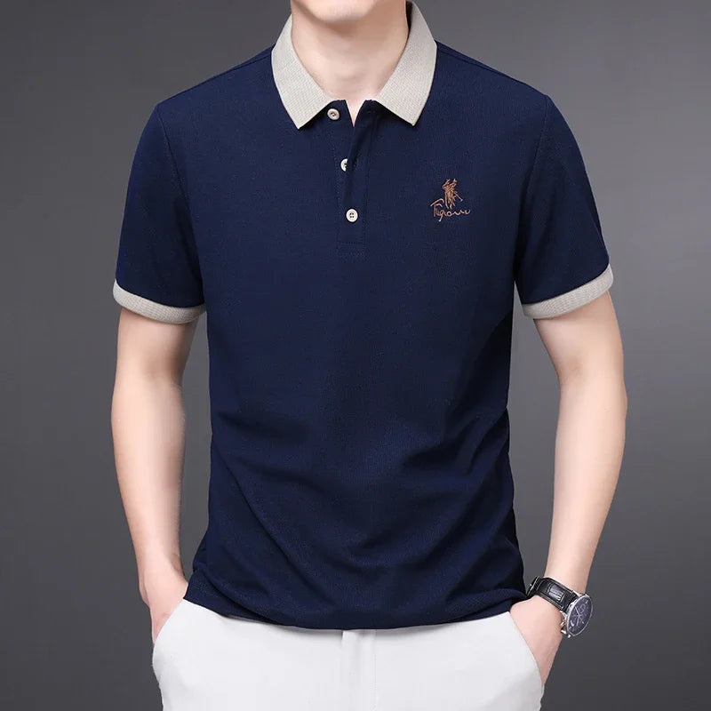 Embroidered Casual Summer Polo Shirt - Short Sleeve, Comfortable Top