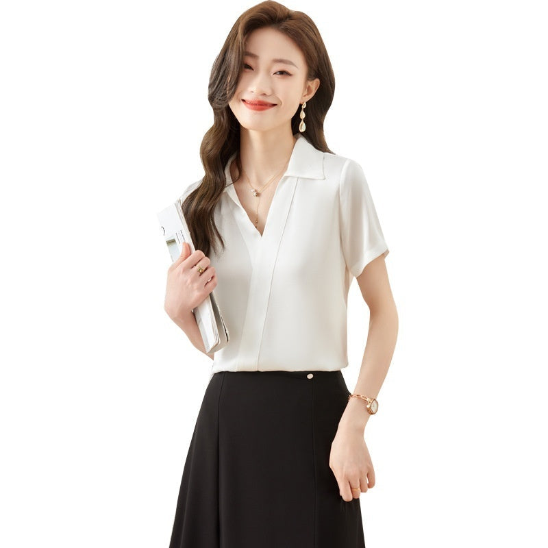 Womens Short-Sleeve Business Shirt for Office Wear