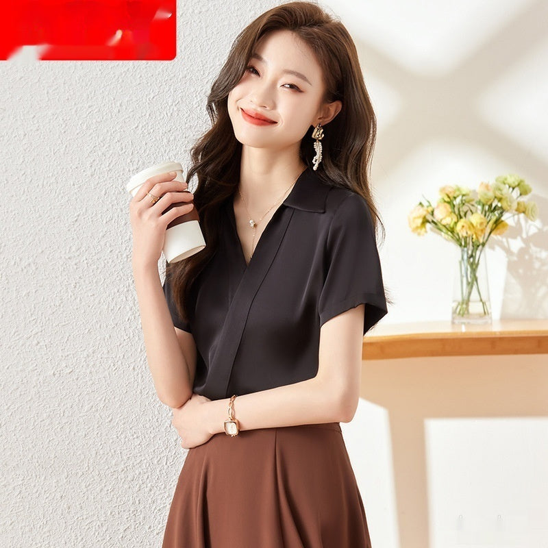 Womens Short-Sleeve Business Shirt for Office Wear