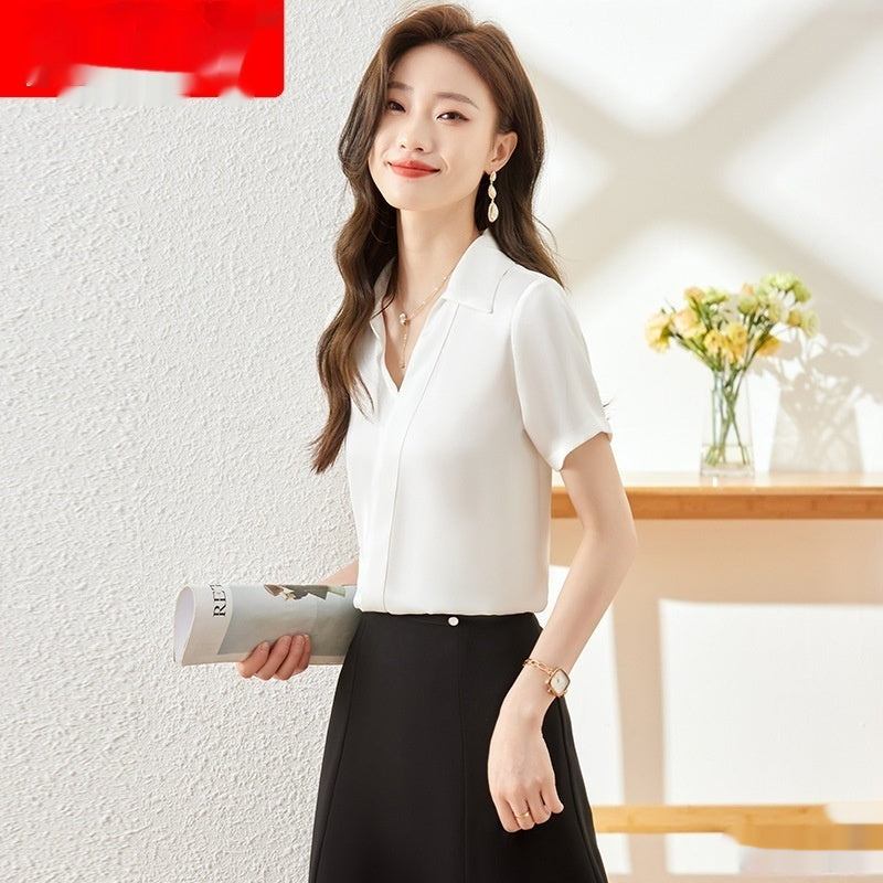 Womens Short-Sleeve Business Shirt for Office Wear