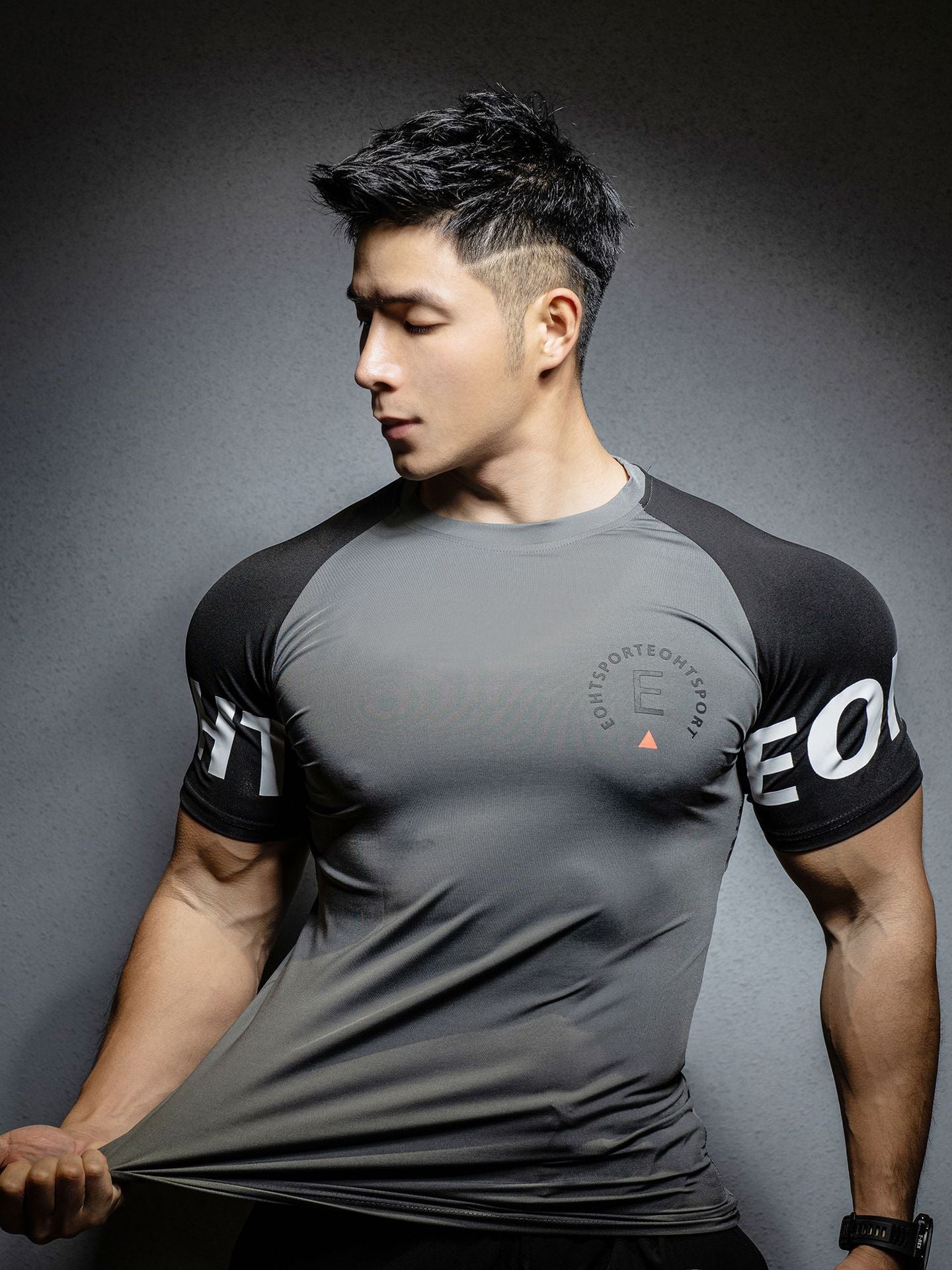shirt Running Gym tops Exercise Slim Fit Elastic Quick Dry Short sleev
