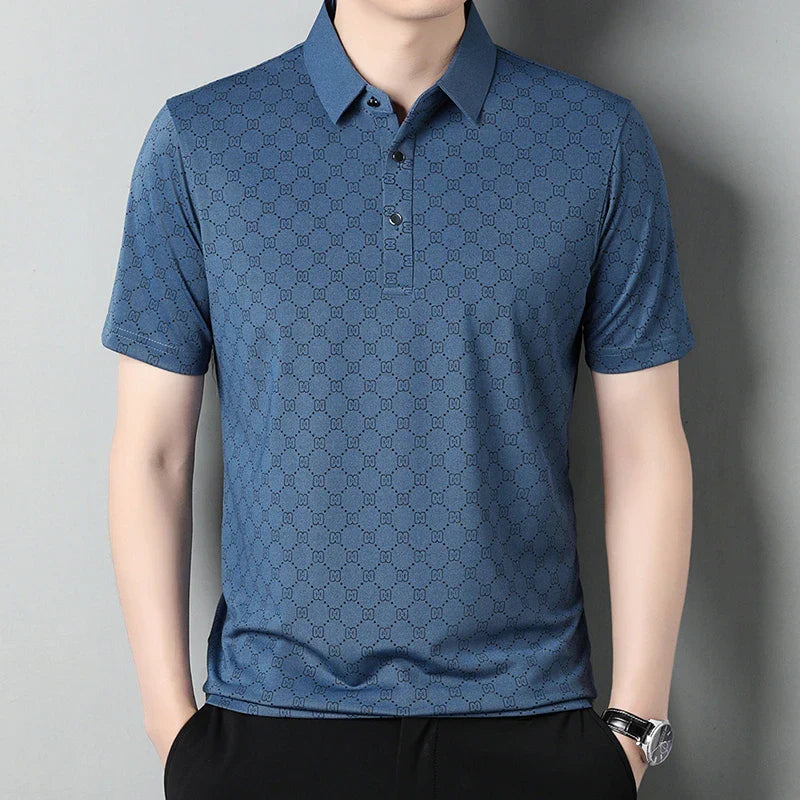 Business Casual Printed Short Sleeved Polo Shirt Summer Fashion Top