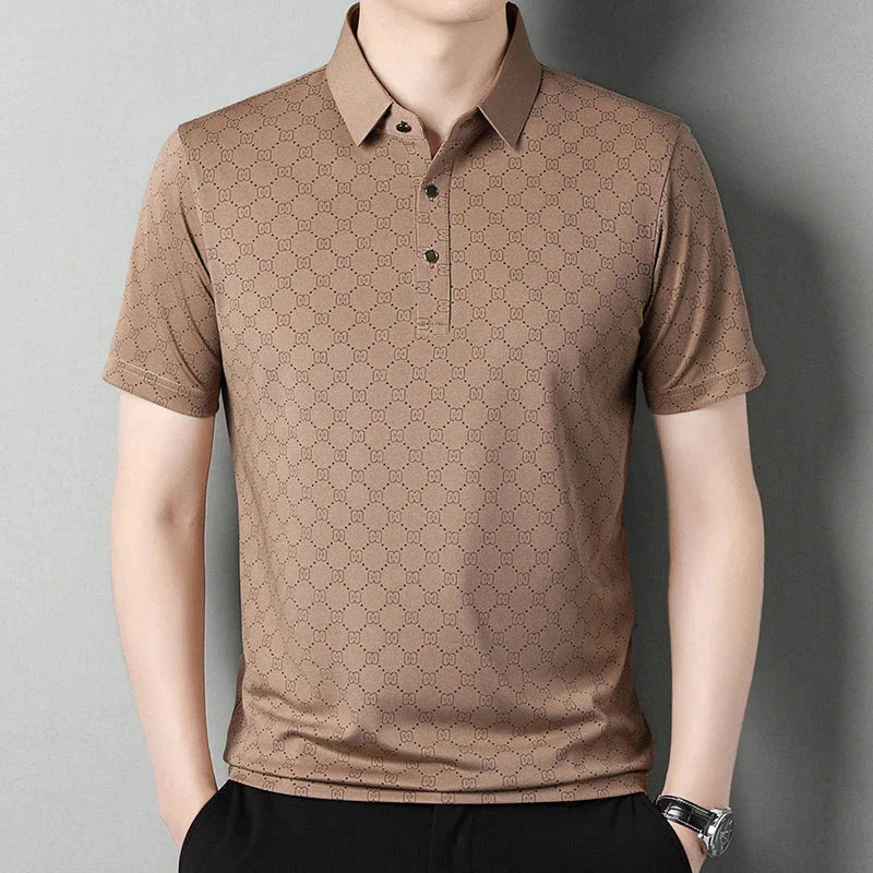 Business Casual Printed Short Sleeved Polo Shirt Summer Fashion Top