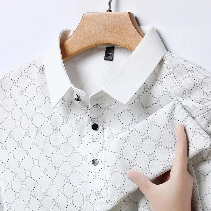 Business Casual Printed Short Sleeved Polo Shirt Summer Fashion Top