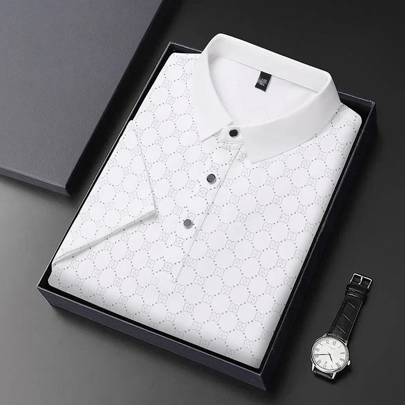 Business Casual Printed Short Sleeved Polo Shirt Summer Fashion Top