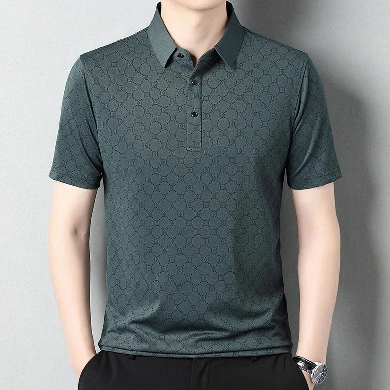 Business Casual Printed Short Sleeved Polo Shirt Summer Fashion Top