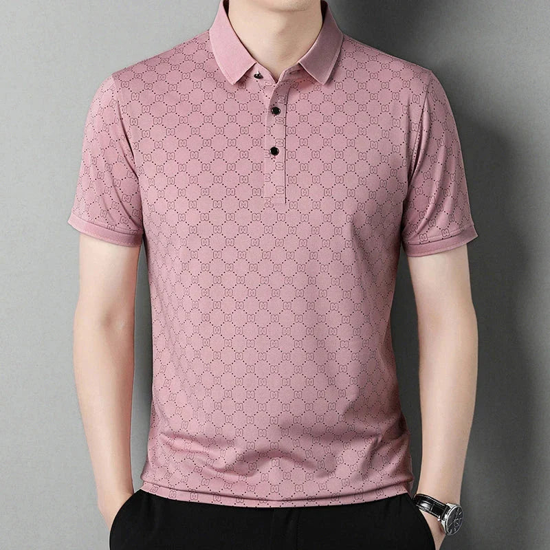 Business Casual Printed Short Sleeved Polo Shirt Summer Fashion Top