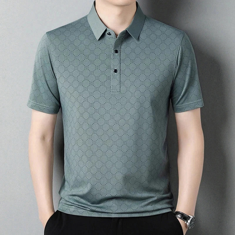 Business Casual Printed Short Sleeved Polo Shirt Summer Fashion Top