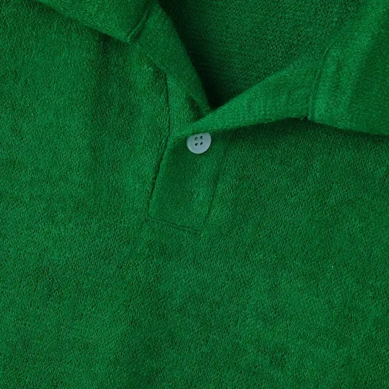 Shirts Solid Color Lapel Short Sleeve Knitted Streetwear Men Clothing Summer 2024 Fashion Casual Tee Tops