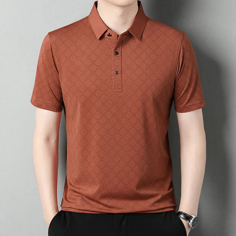 Business Casual Printed Short Sleeved Polo Shirt Summer Fashion Top