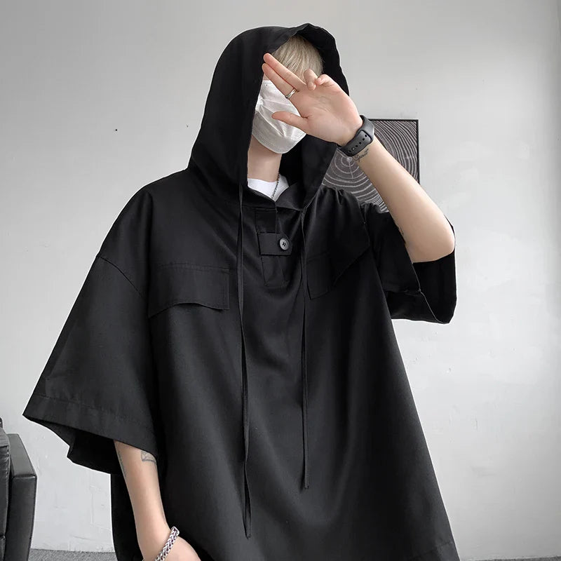 shirt Men Korean Half Sleeve Pullover Streetwear Loose