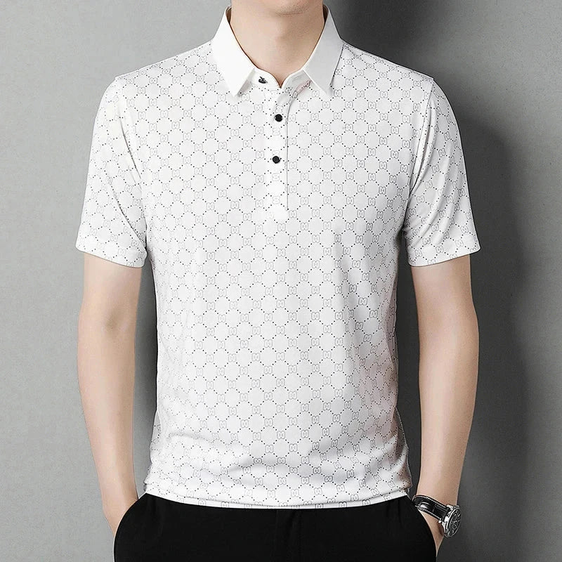 Business Casual Printed Short Sleeved Polo Shirt Summer Fashion Top