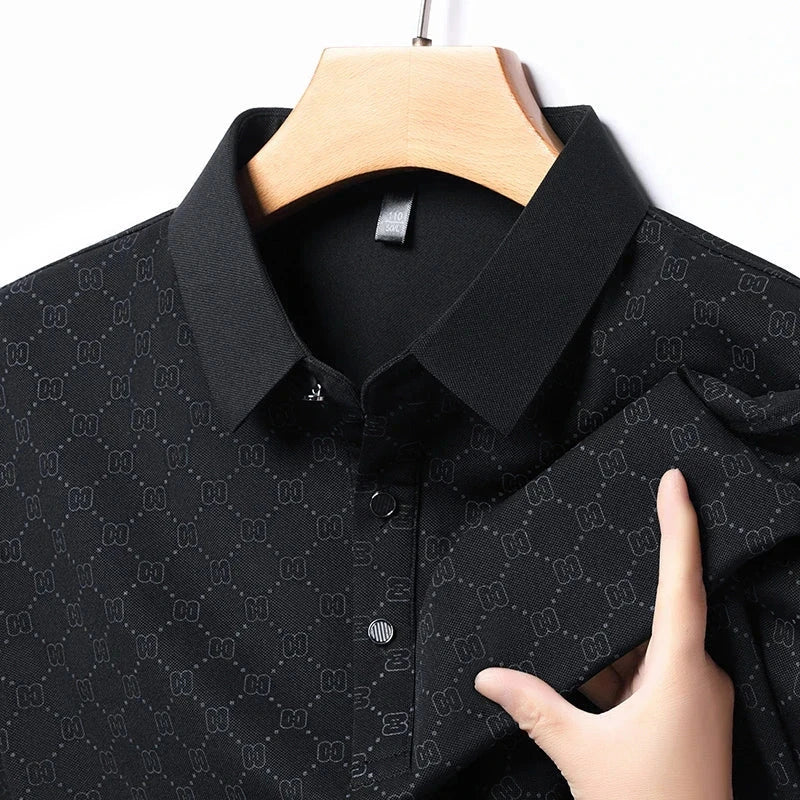 Business Casual Printed Short Sleeved Polo Shirt Summer Fashion Top