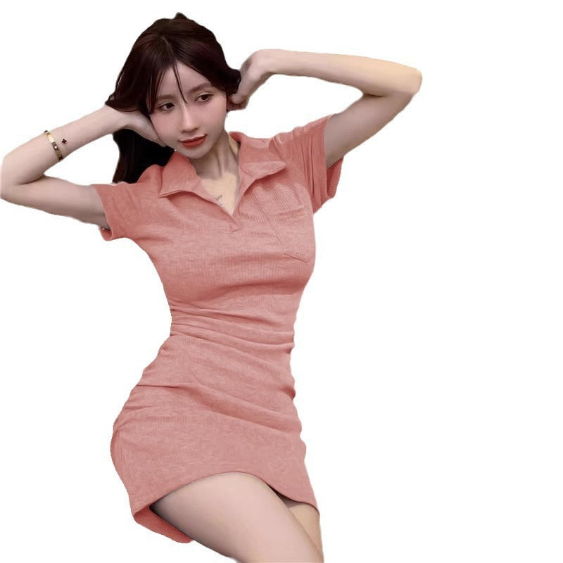 Polo Collar Short Sleeve Dress Women's Summer