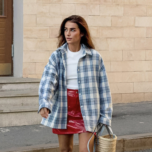 Casual Blue Plaid Shirt