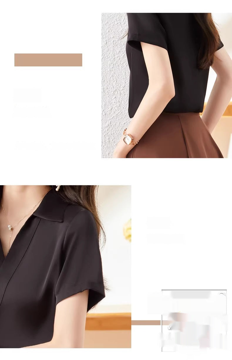 Womens Short-Sleeve Business Shirt for Office Wear